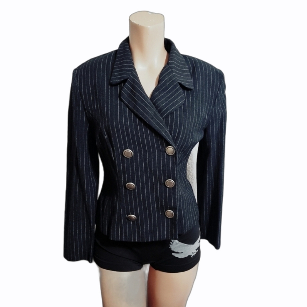 90s yk2 Vintage  striped black blazer jacket  size 10